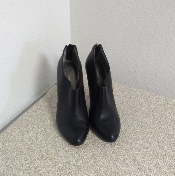 Coach Black Leather Ankle Boots - Picture 1 of 5